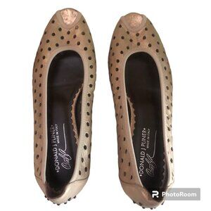 Women's Donald J Pliner Gold Metallic Perforated Leather Flats Size 8.5